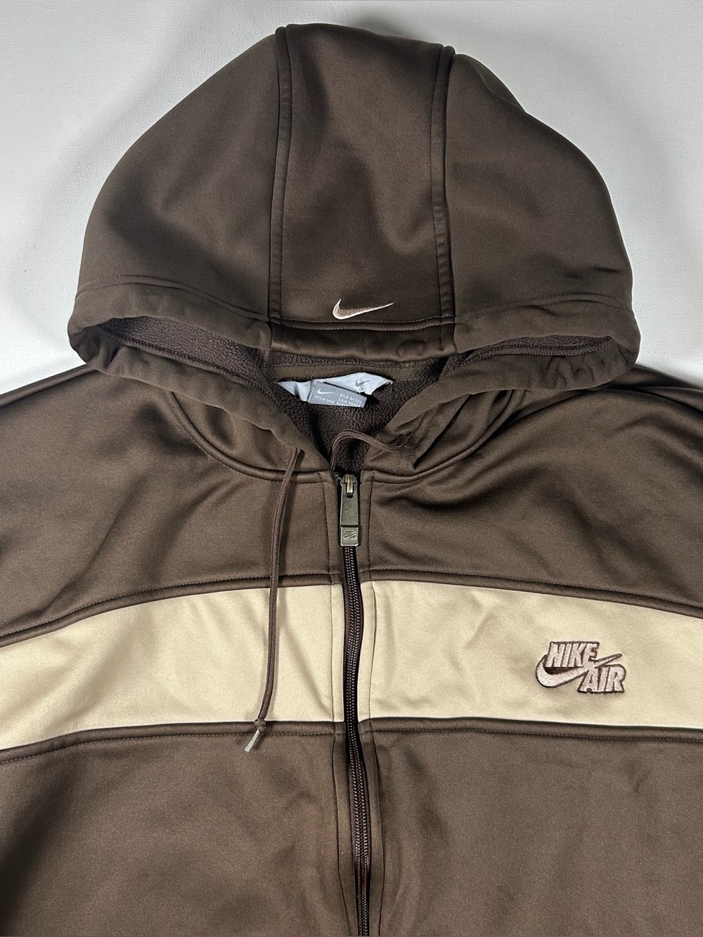 Vintage Y2K Nike Hoodie Sweatshirt Full Zip Hood Center Swoosh Fits: XXL Fleece